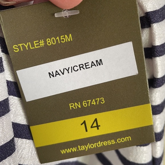 NWT Taylor Navy Striped Fit & Flare Dress Size 14 - Picture 11 of 16
